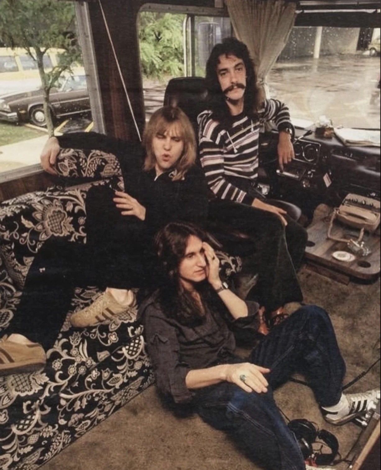 Rush in their tour bus 